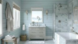 light blue beachy bathroom